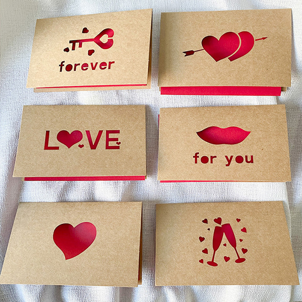 Wedding Envelopes - 愛のギフトカード 赤いクラフト紙招待状 結婚式 ハッピーバレンタインデー グリーティングカード フェスティバル