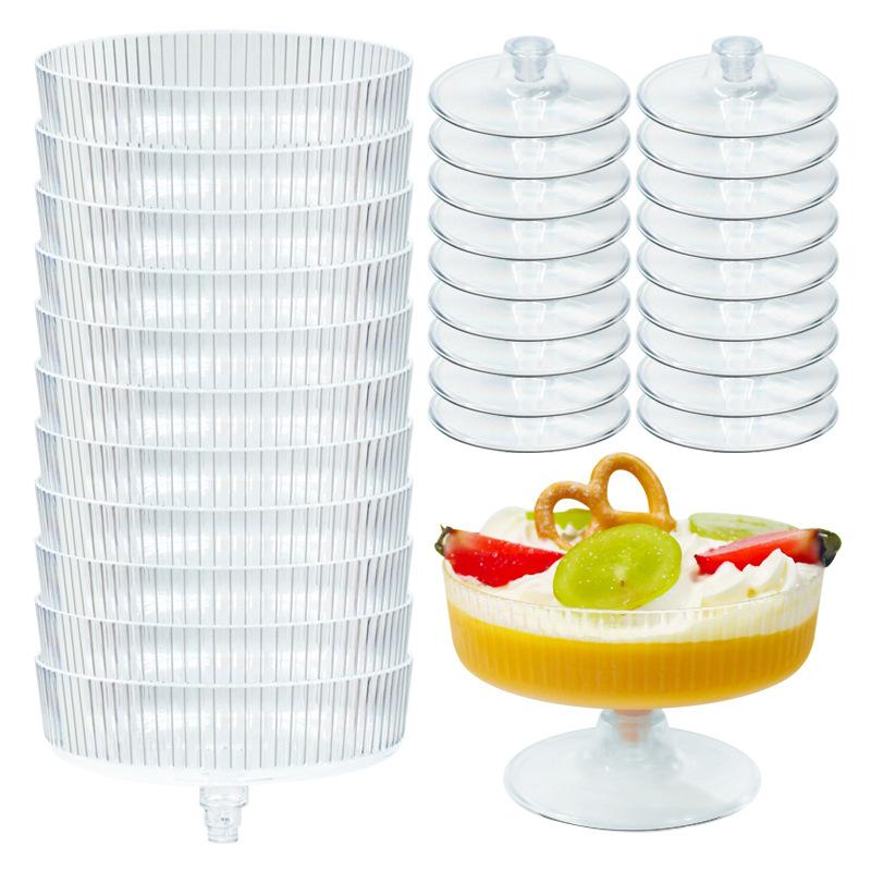 Champagne Tower Set - ● 10 個のプラスチックマティーニグラス使い捨て透明シャンパングラス取り外し可能なシャンパンタワーデザートカップ結婚式パーティー用