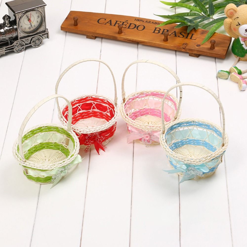 Wedding Hampers - 美しい手作りの花収納バスケット手織り丸型籐フラワーバスケット植物用収納バスケット家庭用結婚式用