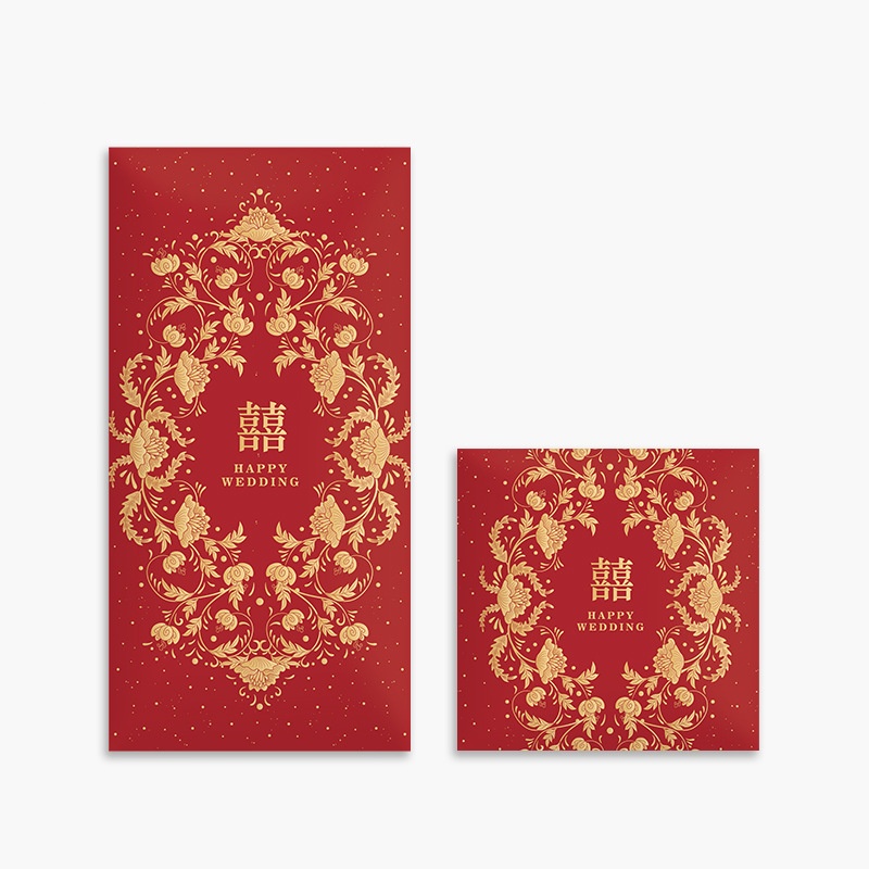Wedding Envelopes - 伝統的な中国の結婚式用赤い封筒10枚：1,000元の贈り物用の創造的な金箔押し赤い封筒