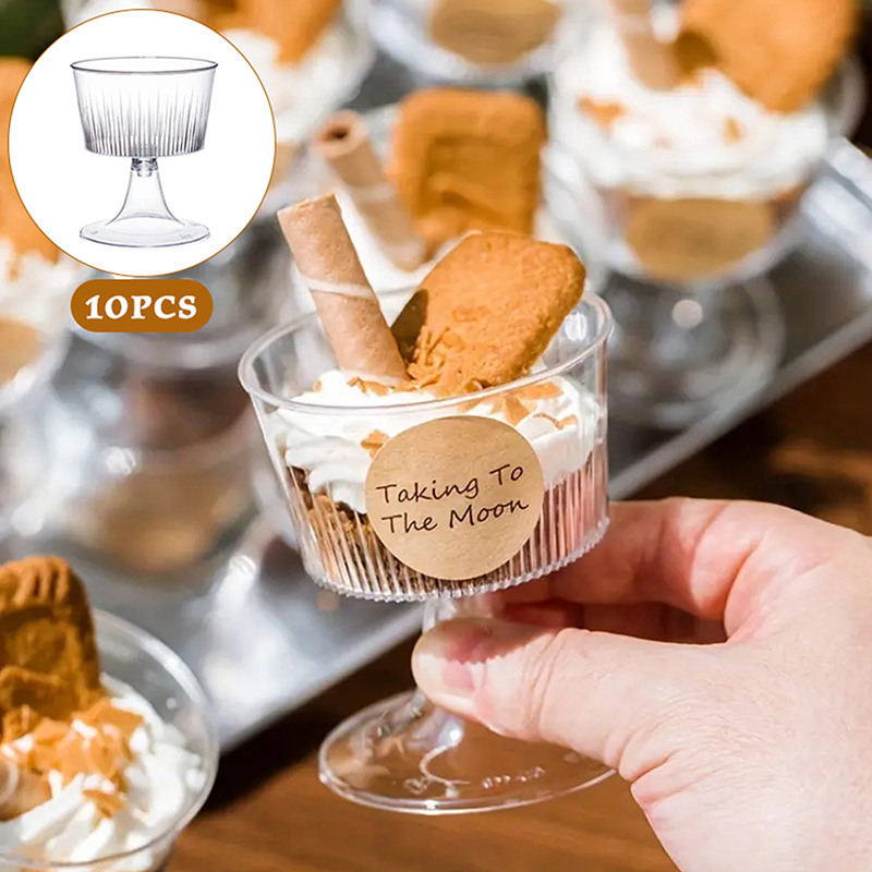 Champagne Tower Set - F】10個入り使い捨てプラスチックデザートカップ、アイスクリームカップ、小さなワインカップ、フルーツ、アイスクリーム、プリン、結婚式のパーティーデコレーションに最適
