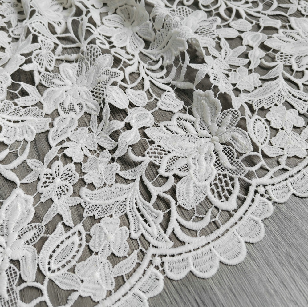 Wedding Solution - 豪華な高品質ミルクシルク水溶性ギピュールレース刺繍生地DIYナイジェリアウェディングドレス生地