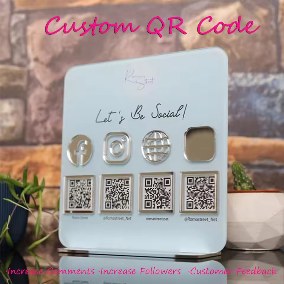 Wedding Solution - パーソナライズされたQRコードアクリルサイン、スタイリッシュなカスタムコンテンツ、ソーシャルメディア連携、決済ソリューション、ブランドロゴ、店舗ディスプレイ