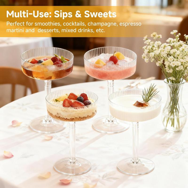 Champagne Tower Set - 10個入り 割れないプラスチック製マティーニグラス クリアデザートカップ 乾杯用フルート 結婚式 卒業祝い