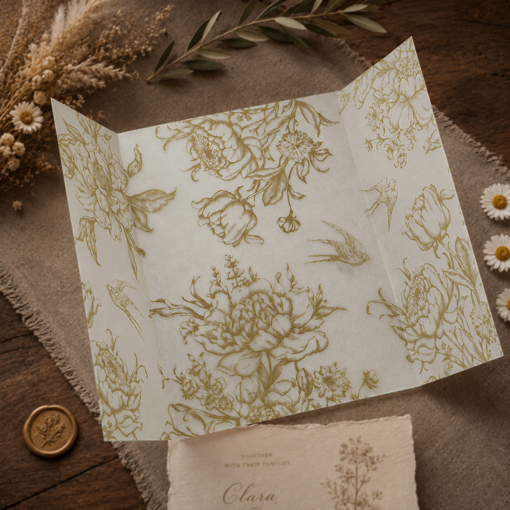20/50枚入り モノクロの花柄ベラムラップ、ヴィンテージ花 - Wedding Envelopes のレビューと価格