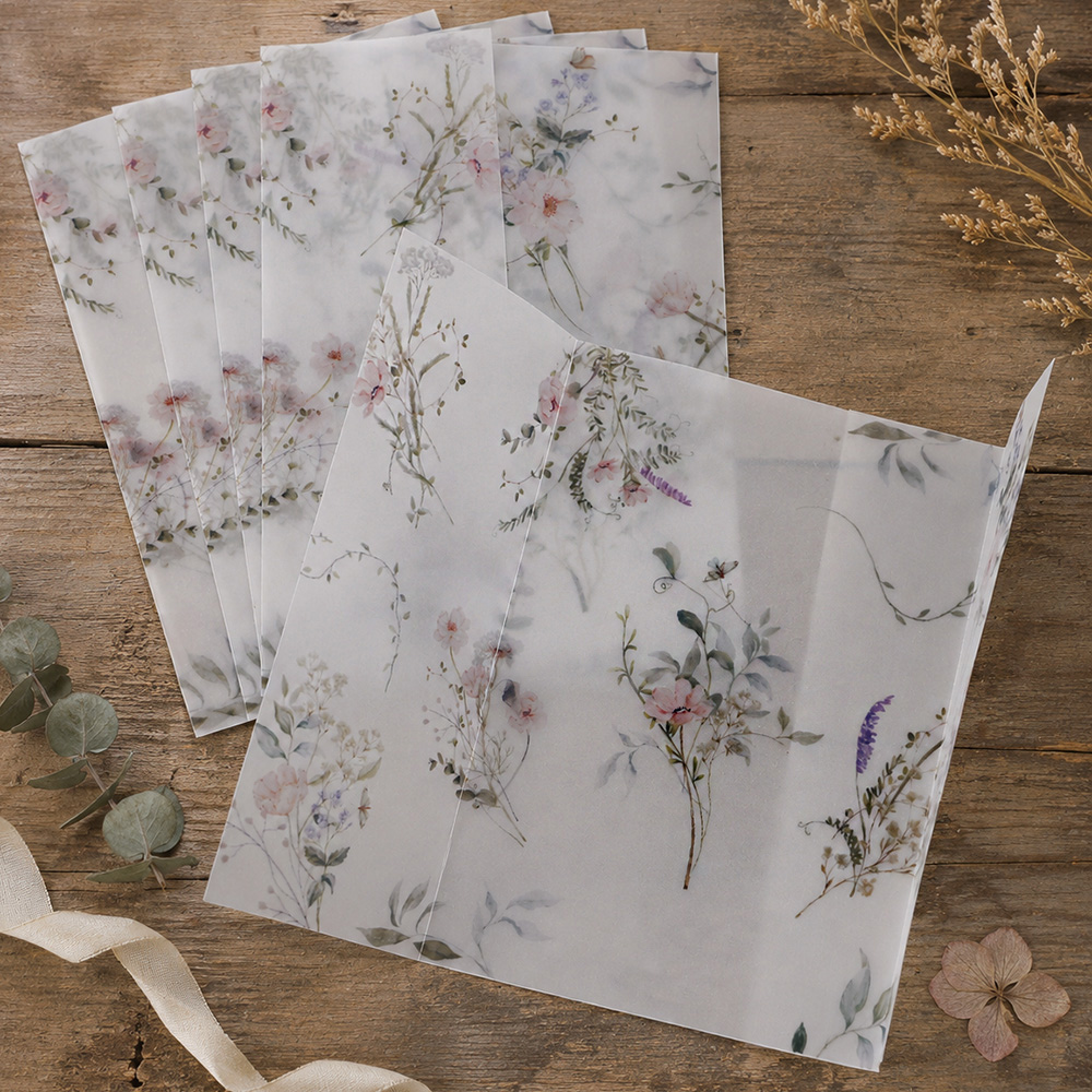 20/50枚入り水彩野花柄ベラムラップ、DIYベラム折り封筒 - Wedding Envelopes のレビューと価格