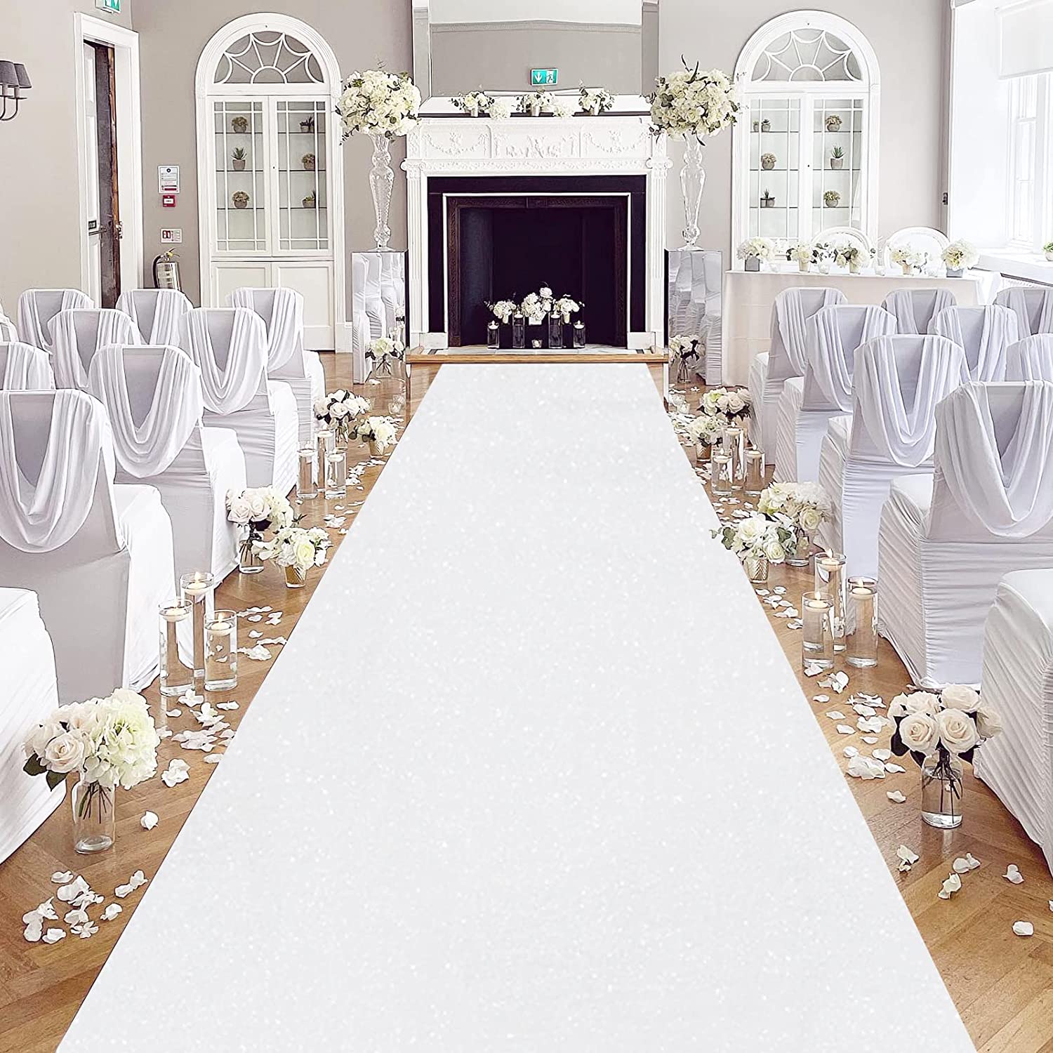 ロマンチックな白いウェディングカーペット、結婚式中の花嫁の滑 - Aisle Runner White のレビューと価格