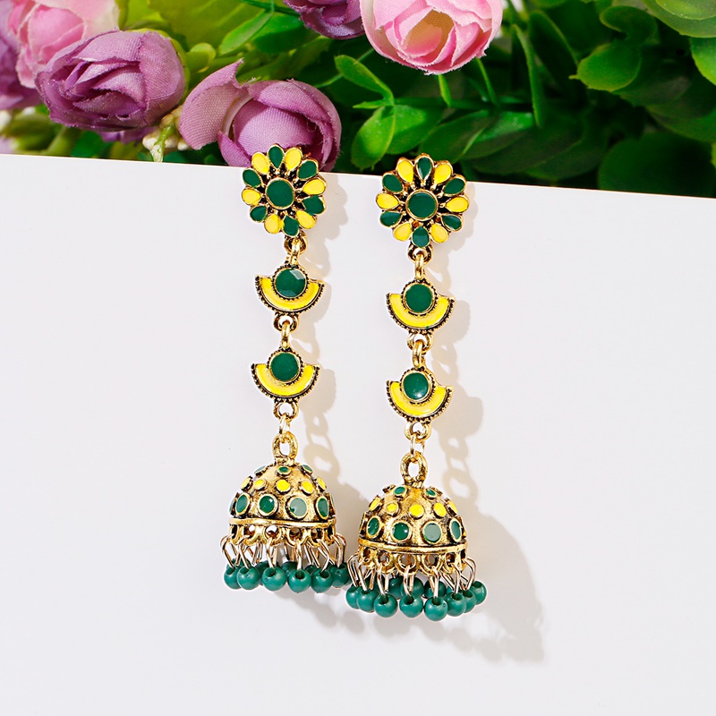 エスニックロングピンクの花 Jhumka イヤリングジプシー - Indian Wedding Supply のレビューと価格