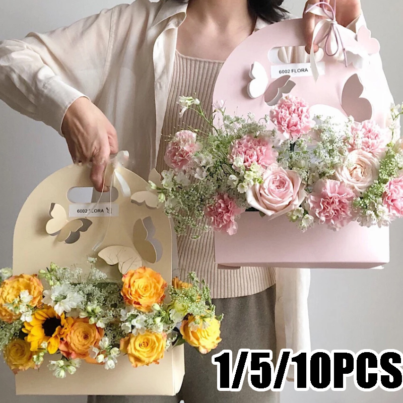 1/5/10 個蝶フラワーボックスハンドフラワーバスケット紙 - Wedding Hampers のレビューと価格