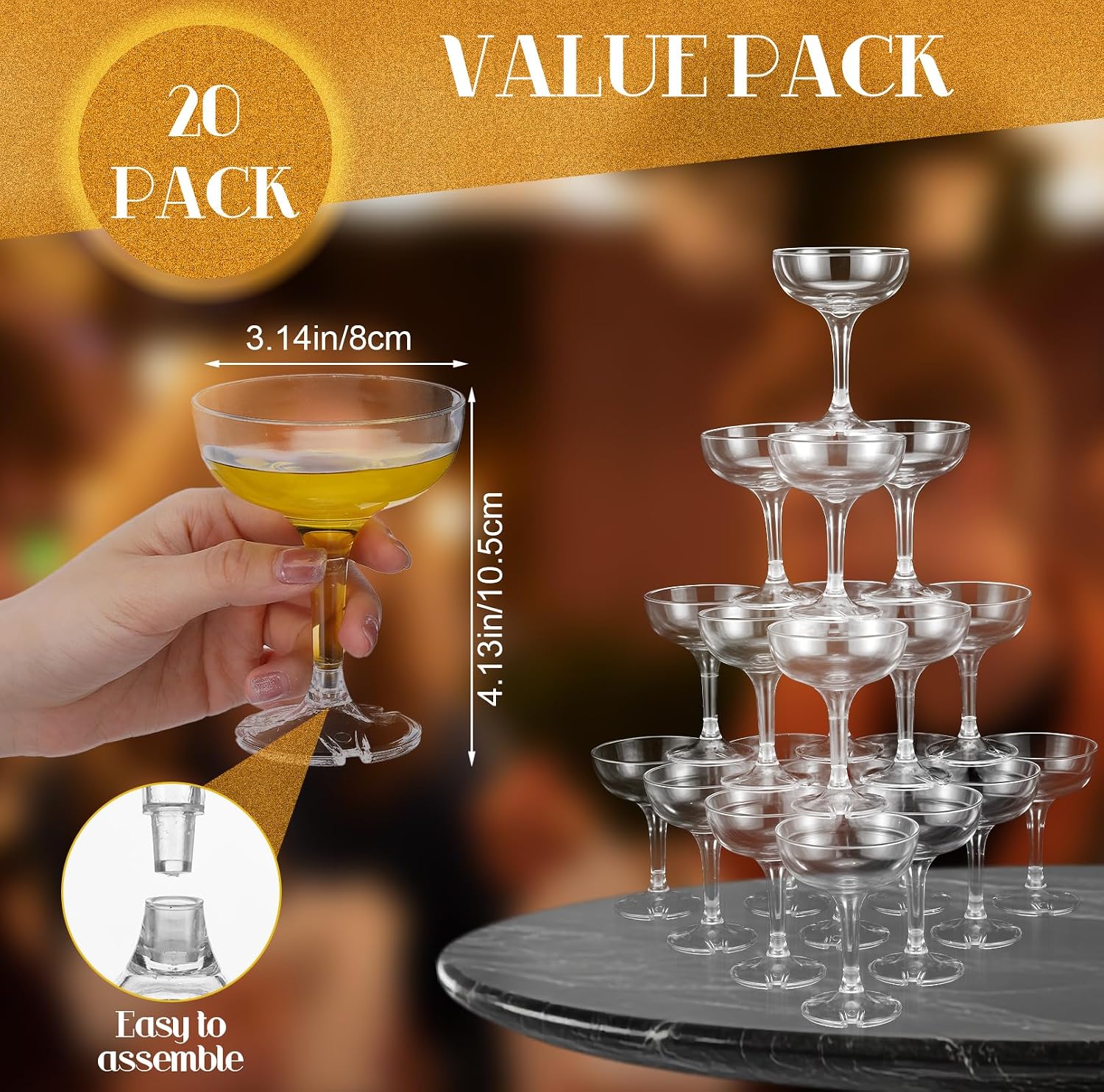 4～6段シャンパンタワー プラスチックグラス 5オンス 使い - Champagne Tower Set のレビューと価格